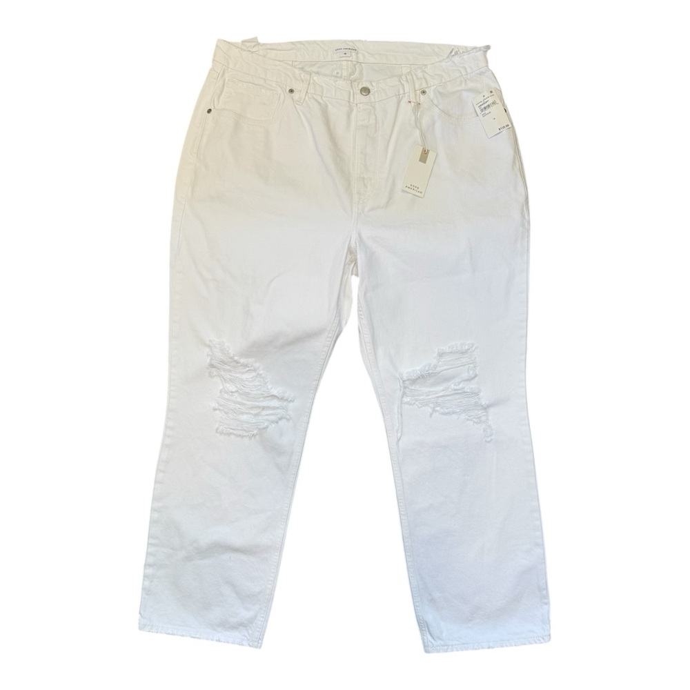 Good American Woman’s Plus Size 16 Distressed Frayed Waist & Leg Hems White